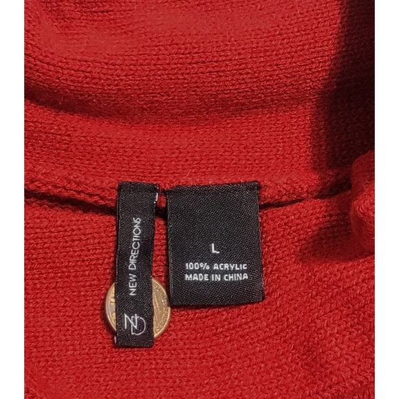 New Directions Womens Red Mock Neck Dolman Sweater Size Large - Picture 3 of 8